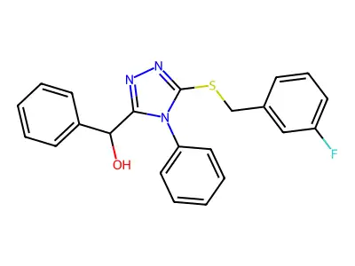 {5-[(3-fluorobenzyl)sulfanyl]-4-phenyl-4H-1,2,4-triazol-3-yl}(phenyl)methanol structure