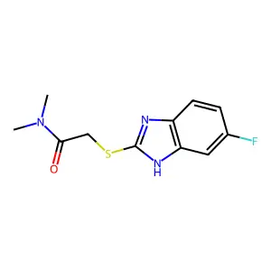 2-[(6-fluoro-1H-benzimidazol-2-yl)sulfanyl]-N,N-dimethylacetamide structure