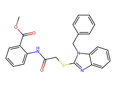 Methyl 2-[[2-(1-benzylbenzimidazol-2-yl)sulfanylacetyl]amino]benzoate structure