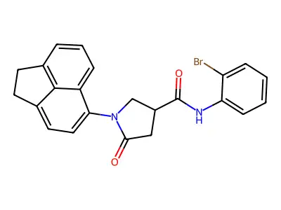 N-(2-bromophenyl)-1-(1,2-dihydroacenaphthylen-5-yl)-5-oxopyrrolidine-3-carboxamide structure