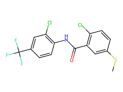 2-chloro-N-[2-chloro-4-(trifluoromethyl)phenyl]-5-methylsulfanylbenzamide structure