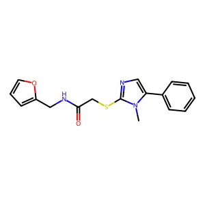 N-(furan-2-ylmethyl)-2-(1-methyl-5-phenylimidazol-2-yl)sulfanylacetamide structure