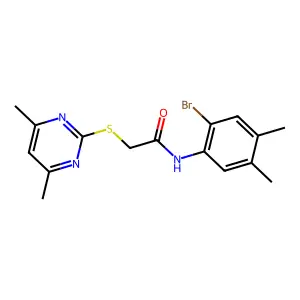 N-(2-bromo-4,5-dimethylphenyl)-2-(4,6-dimethylpyrimidin-2-yl)sulfanylacetamide structure