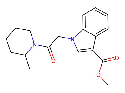 Methyl 1-[2-(2-methylpiperidin-1-yl)-2-oxoethyl]indole-3-carboxylate structure