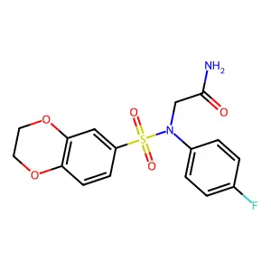 2-[N-(2,3-dihydro-1,4-benzodioxin-6-ylsulfonyl)-4-fluoroanilino]acetamide structure