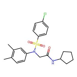 2-(N-(4-chlorophenyl)sulfonyl-3,4-dimethylanilino)-N-cyclopentylacetamide structure