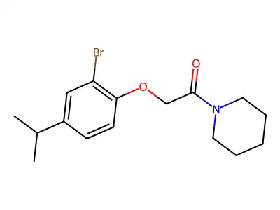 2-Bromo-4-isopropylphenyl 2-oxo-2-(1-piperidinyl)ethyl ether structure