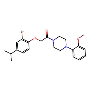 2-(2-Bromo-4-propan-2-ylphenoxy)-1-[4-(2-methoxyphenyl)piperazin-1-yl]ethanone structure