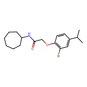 2-(2-bromo-4-propan-2-ylphenoxy)-N-cycloheptylacetamide structure