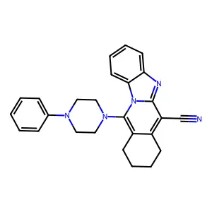 11-(4-phenylpiperazin-1-yl)-7,8,9,10-tetrahydrobenzimidazo[1,2-b]isoquinoline-6-carbonitrile structure