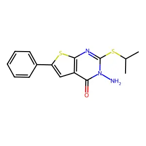 3-amino-2-(isopropylsulfanyl)-6-phenylthieno[2,3-d]pyrimidin-4(3H)-one structure