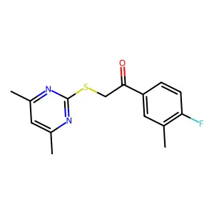 2-(4,6-Dimethylpyrimidin-2-yl)sulfanyl-1-(4-fluoro-3-methylphenyl)ethanone structure