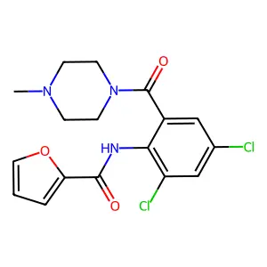 N-[2,4-dichloro-6-(4-methylpiperazine-1-carbonyl)phenyl]furan-2-carboxamide structure