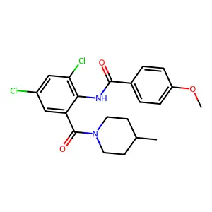 N-[2,4-dichloro-6-(4-methylpiperidine-1-carbonyl)phenyl]-4-methoxybenzamide structure