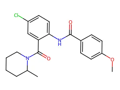 N-[4-chloro-2-(2-methylpiperidine-1-carbonyl)phenyl]-4-methoxybenzamide structure