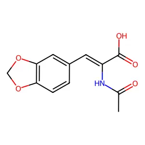 (Z)-2-acetamido-3-(1,3-benzodioxol-5-yl)prop-2-enoic acid structure