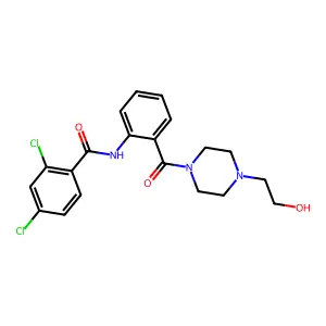 2,4-dichloro-N-[2-[4-(2-hydroxyethyl)piperazine-1-carbonyl]phenyl]benzamide structure