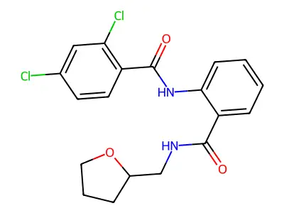 2,4-dichloro-N-{2-[(tetrahydrofuran-2-ylmethyl)carbamoyl]phenyl}benzamide structure