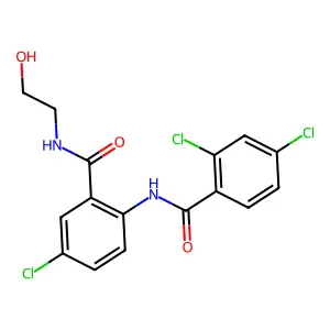 2,4-dichloro-N-[4-chloro-2-(2-hydroxyethylcarbamoyl)phenyl]benzamide structure