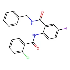 N-benzyl-2-[(2-chlorobenzoyl)amino]-5-iodobenzamide structure