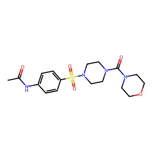 N-(4-{[4-(4-morpholinylcarbonyl)-1-piperazinyl]sulfonyl}phenyl)acetamide structure