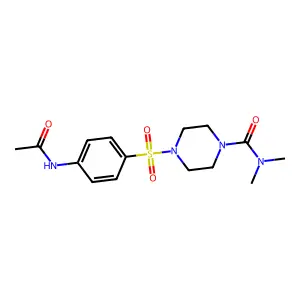 4-(4-acetamidophenyl)sulfonyl-N,N-dimethylpiperazine-1-carboxamide structure