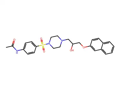 N-[4-({4-[2-hydroxy-3-(2-naphthyloxy)propyl]-1-piperazinyl}sulfonyl)phenyl]acetamide structure