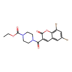 ethyl 4-(6,8-dibromo-2-oxo-2H-chromene-3-carbonyl)piperazine-1-carboxylate structure