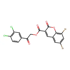 2-(3,4-dichlorophenyl)-2-oxoethyl 6,8-dibromo-2-oxo-2H-chromene-3-carboxylate structure