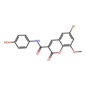 6-bromo-N-(4-hydroxyphenyl)-8-methoxy-2-oxochromene-3-carboxamide structure