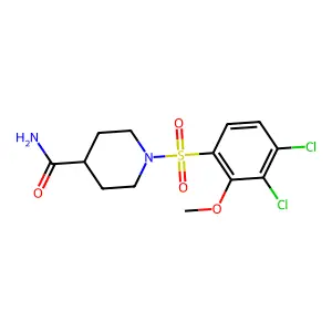 1-(3,4-Dichloro-2-methoxyphenyl)sulfonylpiperidine-4-carboxamide structure