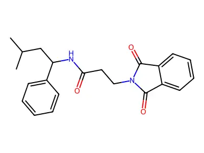 3-(1,3-dioxoisoindol-2-yl)-N-(3-methyl-1-phenylbutyl)propanamide structure
