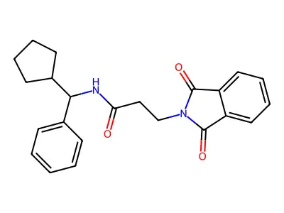 N-[cyclopentyl(phenyl)methyl]-3-(1,3-dioxoisoindol-2-yl)propanamide structure
