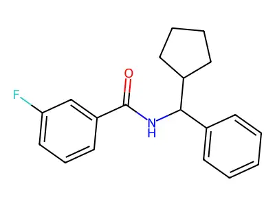 N-[cyclopentyl(phenyl)methyl]-3-fluorobenzamide structure