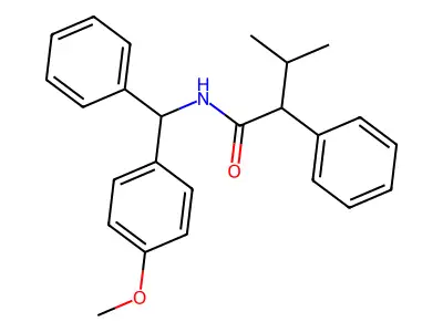 N-[(4-methoxyphenyl)-phenylmethyl]-3-methyl-2-phenylbutanamide structure