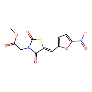 methyl {(5E)-5-[(5-nitrofuran-2-yl)methylidene]-2,4-dioxo-1,3-thiazolidin-3-yl}acetate structure