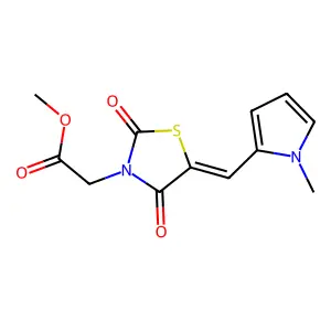 methyl {(5E)-5-[(1-methyl-1H-pyrrol-2-yl)methylidene]-2,4-dioxo-1,3-thiazolidin-3-yl}acetate structure