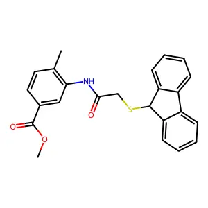 methyl 3-{[(9H-fluoren-9-ylsulfanyl)acetyl]amino}-4-methylbenzoate structure