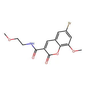 6-bromo-8-methoxy-N-(2-methoxyethyl)-2-oxo-2H-chromene-3-carboxamide structure