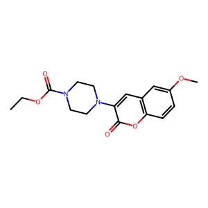 Ethyl 4-(6-methoxy-2-oxochromen-3-yl)piperazine-1-carboxylate structure
