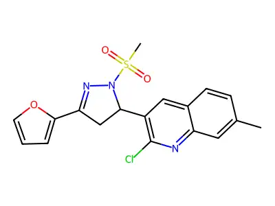 2-chloro-3-[3-(2-furyl)-1-(methylsulfonyl)-4,5-dihydro-1H-pyrazol-5-yl]-7-methylquinoline structure