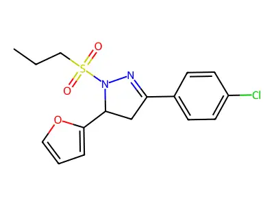 3-(4-chlorophenyl)-5-(2-furyl)-1-(propylsulfonyl)-4,5-dihydro-1H-pyrazole structure