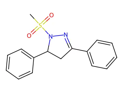 1-(methylsulfonyl)-3,5-diphenyl-4,5-dihydro-1H-pyrazole structure