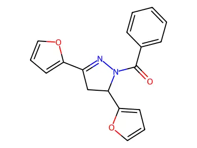 1-benzoyl-3,5-di(2-furyl)-4,5-dihydro-1H-pyrazole structure