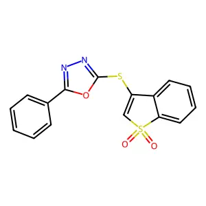 1,1-Dioxido-1-benzothien-3-yl 5-phenyl-1,3,4-oxadiazol-2-yl sulfide structure