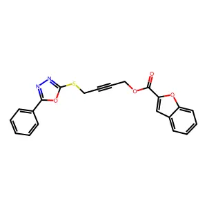 4-[(5-Phenyl-1,3,4-oxadiazol-2-yl)sulfanyl]but-2-ynyl 1-benzofuran-2-carboxylate structure