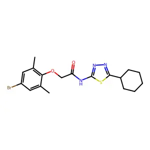 2-(4-bromo-2,6-dimethylphenoxy)-N-(5-cyclohexyl-1,3,4-thiadiazol-2-yl)acetamide structure