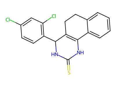4-(2,4-dichlorophenyl)-3,4,5,6-tetrahydrobenzo[h]quinazoline-2(1H)-thione structure
