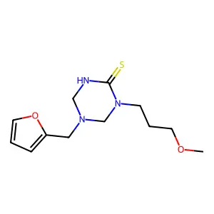 5-(2-Furylmethyl)-1-(3-methoxypropyl)-1,3,5-triazinane-2-thione structure