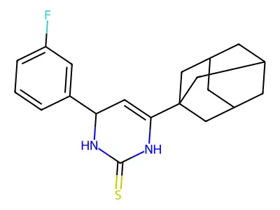 6-(1-adamantyl)-4-(3-fluorophenyl)-3,4-dihydro-1H-pyrimidine-2-thione structure